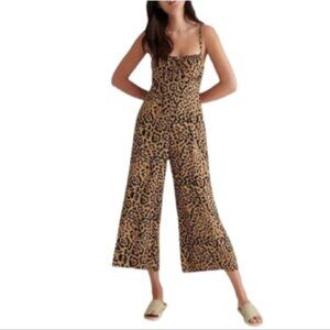 FAITHFULL THE BRAND Dolores Leopard Print Jumpsuit Size 10